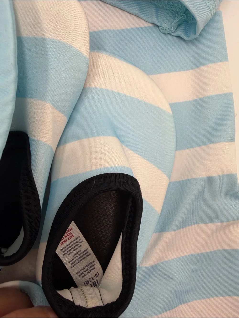Izod Light Blue and White Rash Guard One-Piece with Hat and Water Shoes 12M